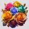 Radiant Rose Bouquet: A Symphony of Rainbow Blooms