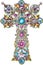 Radiant Splendor: An Opulent Cross Adorned With Beads and Jewels. Generative AI.