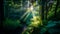 Radiant Sunbeams Illuminate Verdant Forest, Made with Generative AI