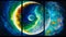 The Radiant Trio: Earth, Moon, and Sun in Cosmic Harmony Made with Generative AI