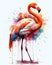 A Radiant Vision, A Beautiful Flamingo with Vibrant Flowers, Isolated on White Background - Generative AI
