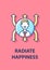 Radiate happiness greeting card with color icon element