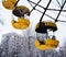Radiated yellow Ferris wheel detail