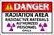 Radiation Danger Sign Caution Radiation Area, Radioactive Materials, Authorized Personnel Only