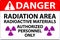 Radiation Danger Sign Caution Radiation Area, Radioactive Materials, Authorized Personnel Only