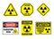 Radiation danger sign set, radioactive hazard icons