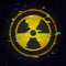 Radiation glitch sign. Danger toxic symbol in computer style effect. Vector design