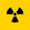 Radiation hazard pixel art 8-bit ionizing radiation hazard symbol icon - isolated vector illustration