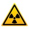 Radiation hazard triangle yellow sign