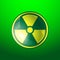 Radiation icon. Radioactivity symbol isolated on green background
