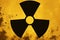 radiation icon, yellow and black, metalic, sign, risk radioactive power dangerous, reactor warning energy, medicine