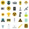 Radiation icons set flat vector isolated