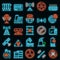 Radiation icons set vector neon