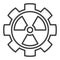 Radiation inside Gear vector outline icon or symbol