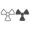 Radiation line and solid icon. Toxic or nuclear, danger energy symbol, outline style pictogram on white background