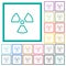 Radiation outline flat color icons with quadrant frames