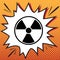 Radiation Round sign. Vector. Comics style icon on pop-art background.. Illustration.