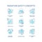 Radiation safety turquoise concept icons set