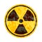 Radiation sign. Danger radioactive warning isolated on white background. Contamination symbol. Yellow trefoil icon on old metal. T