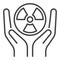 Radiation symbol inside Hands vector linear icon or symbol