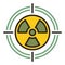 Radiation symbol inside Target vector colored icon