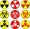 Radiation, toxic and bio hazzard icons