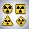 Radiation warning symbols set. nuclear alert signs