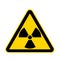 Radiation yellow danger sign isolated on white with clipping path