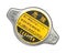 Radiator cap with warning label