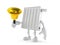 Radiator character ringing a hand bell