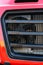 Radiator grille of a modern truck. Metal mesh to protect the cooling system of the car. Truck hood close-up