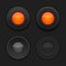 Radio buttons. Black and orange interface 3d signs