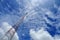 Radio communication towers against the sky backdrop