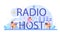 Radio host typographic header. Idea of music broadcasting in the studio