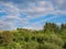 A radio mast on a hill surrounded by trees