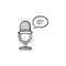 Radio microphone hand drawn outline doodle icon.