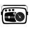 Radio model retro. Black and whitevector illustration. Isolated on white