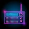 Radio neon logo. glow in the dark. electric theme season. party night club.