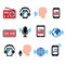 Radio, online podcast app on smartphone and tablet vector icon