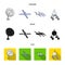 Radio radar, docking in space spacecraft, Lunokhod. Space technology set collection icons in cartoon,black,flat style