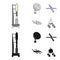 Radio radar, docking in space spacecraft, Lunokhod. Space technology set collection icons in cartoon,black style vector
