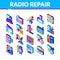 Radio Repair Service Isometric Icons Set Vector