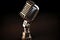 radio station retro metallic microphone for live podcast or show broadcast live events and recoding studio concepts .Generative AI