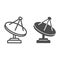 Radio telescope line and solid icon, space concept, satellite dish sign on white background, Satellite antenna icon in