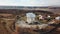 Radio telescope satellite dish, aerial view from drone. Radio Astronomy Observatory Zelenchukskaya, Karachay-Cherkessia, Russia.