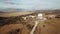 Radio telescope satellite dish, aerial view from drone. Radio Astronomy Observatory Zelenchukskaya, Karachay-Cherkessia, Russia.