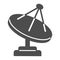 Radio telescope solid icon, space concept, satellite dish sign on white background, Satellite antenna icon in glyph