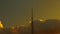 Radio tower against the evening sky. Time lapse