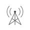 Radio transmission tower icon on white background