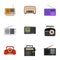 Radio tuner icon set, flat style